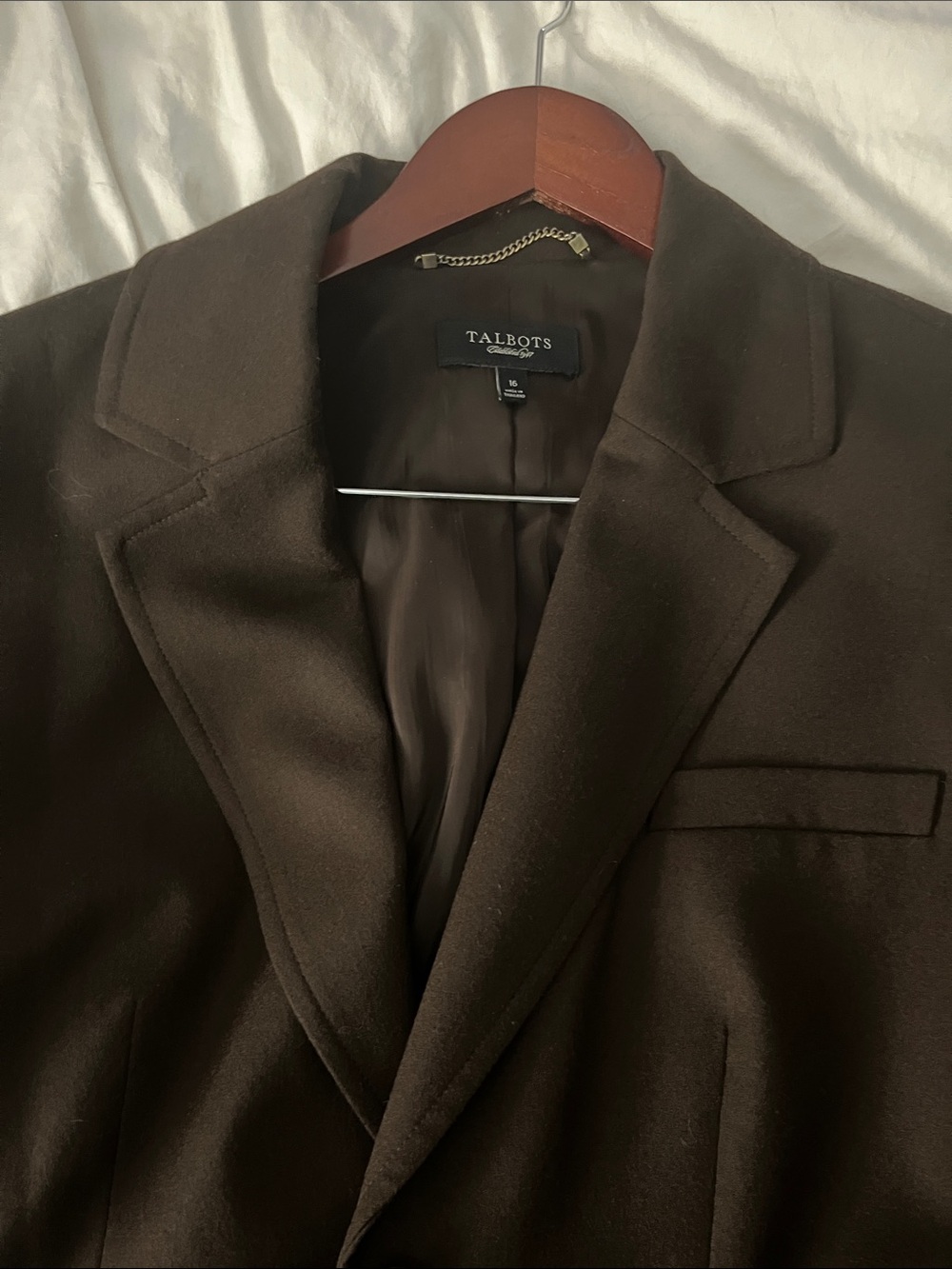Talbots Chocolate Brown Wool Blazer size 16
